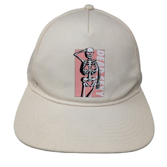 Dead Sexy Snapback 5 Panel Cap Beige One Size Adjustable Cotton Chomp - Picture 1 of 10